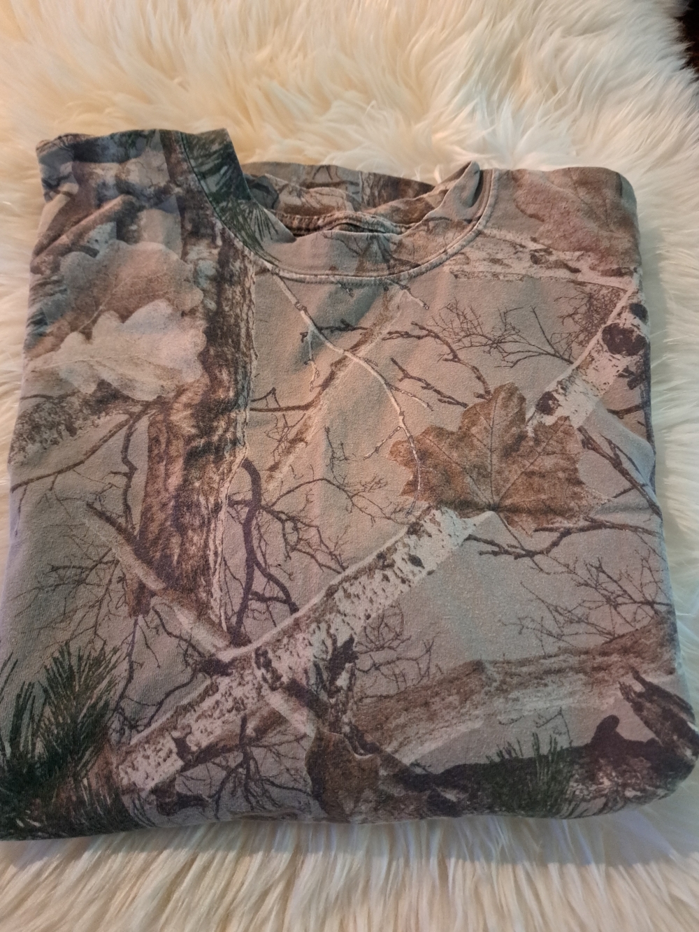 Camo Print Men's Crewneck Shirt - Gray/Brown